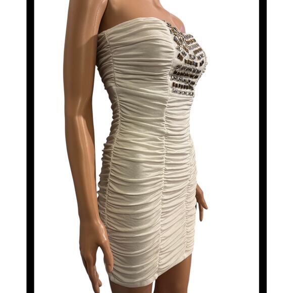Bebe Strapless Ruched Mini Dress Size Small - Picture 4 of 8
